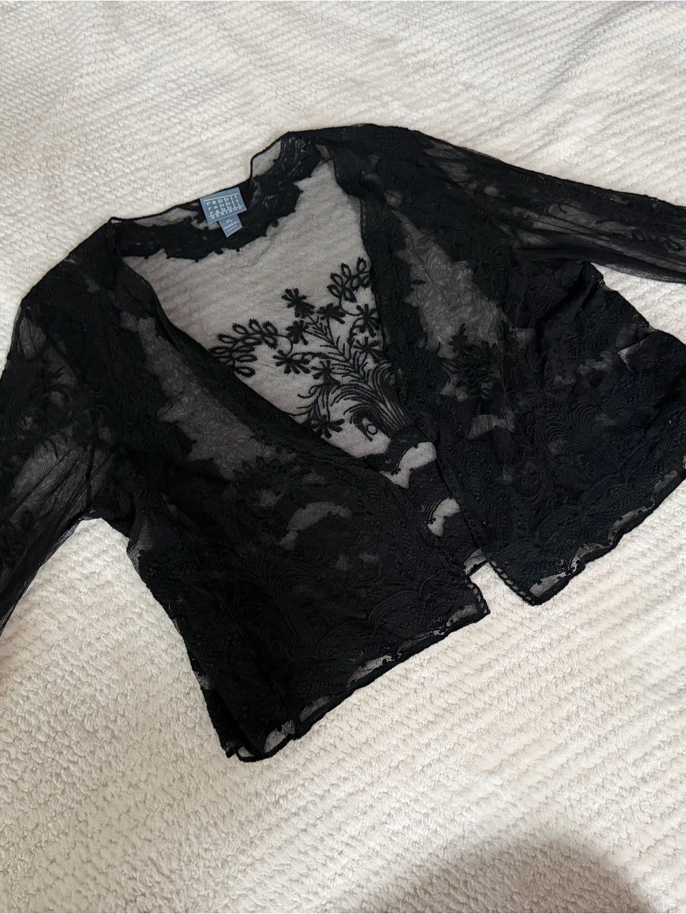 Rabbit Rabbit Rabbit Black Lace Sheer Cropped Cardigan